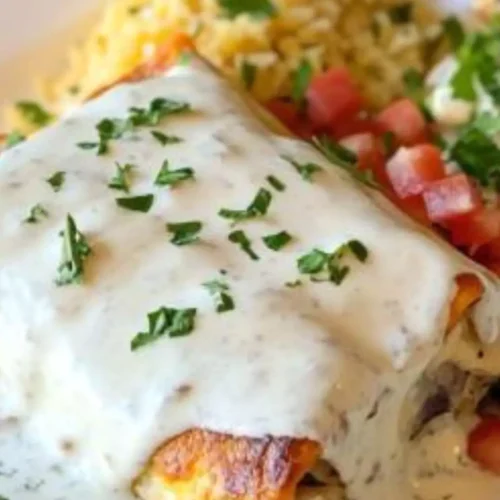 Seafood Chimichanga With White Sauce