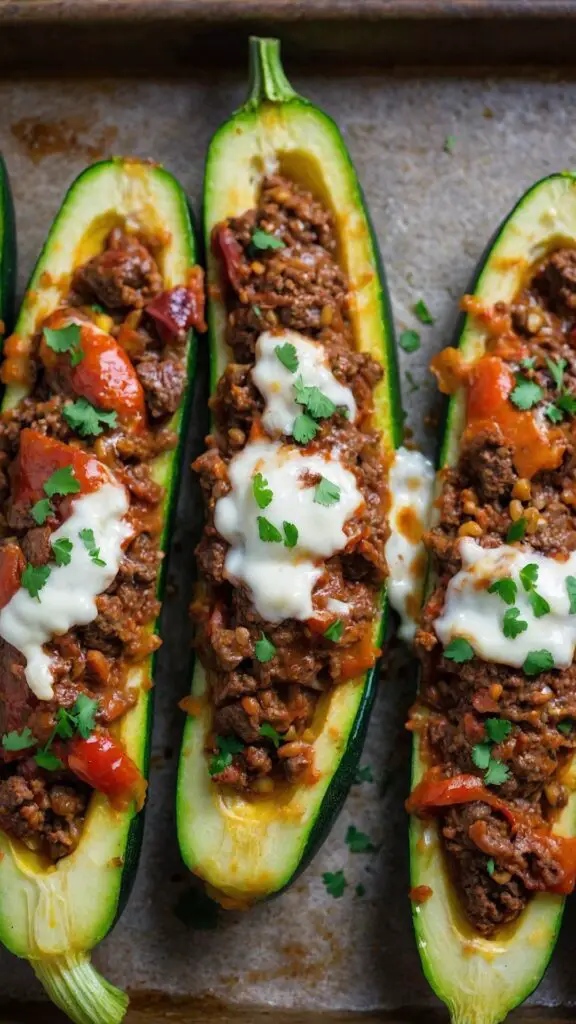 Beef Stuffed Zucchini Boats copycat Recipe Beef Stuffed Zucchini Boats copycat Recipe