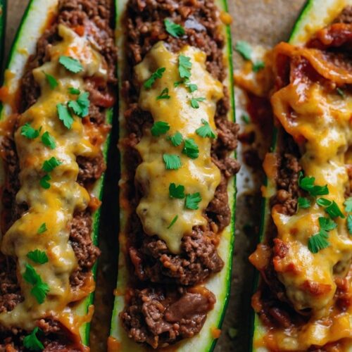 Beef Stuffed Zucchini Boats Recipe