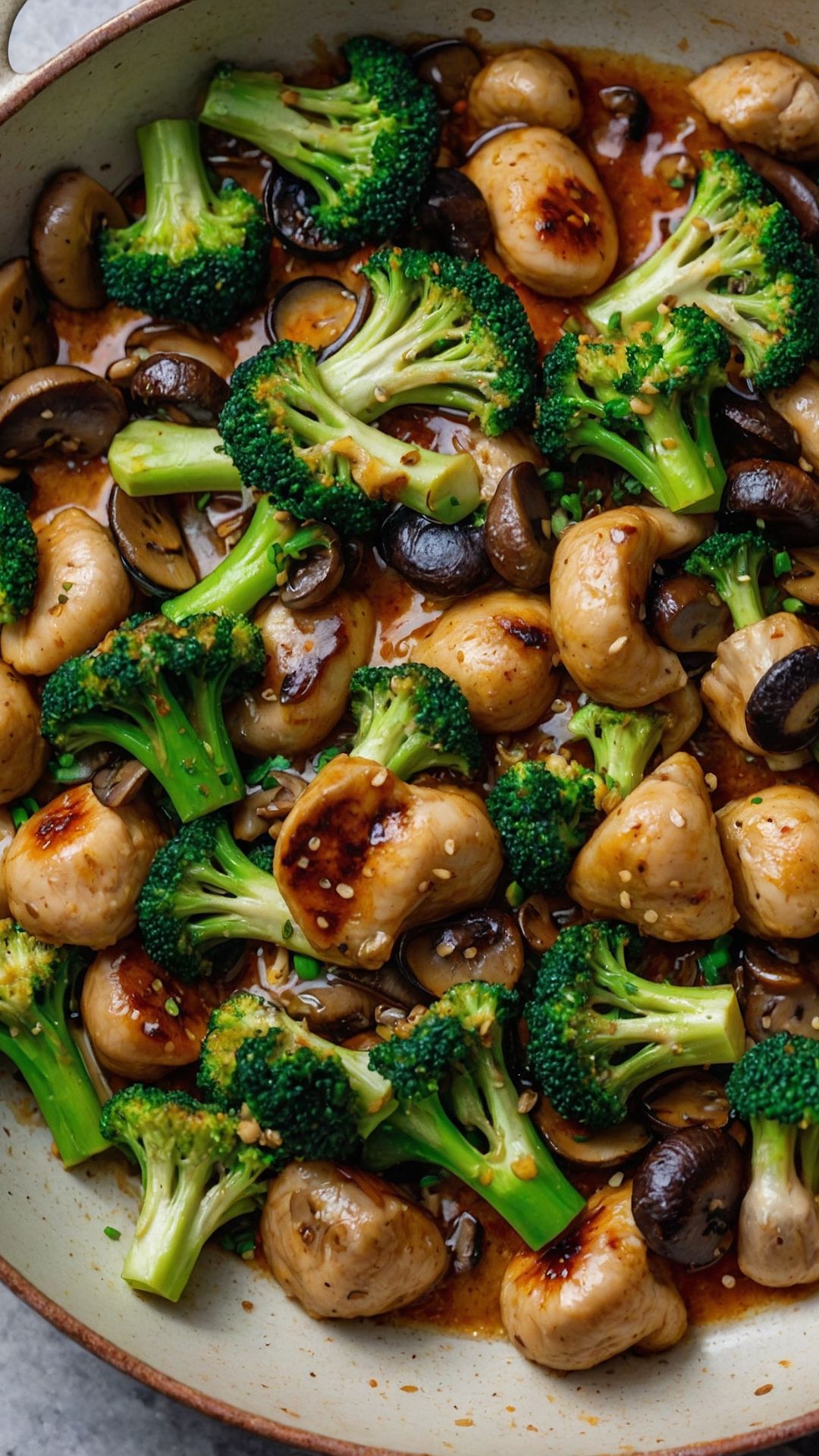 Honey Garlic Chicken with Broccoli and Mushrooms
