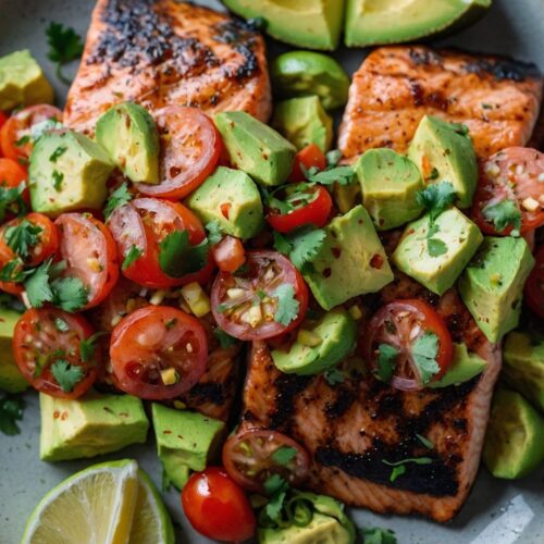 Grilled Salmon with Avocado Salsa Healthy Low Carb Paleo Whole30
