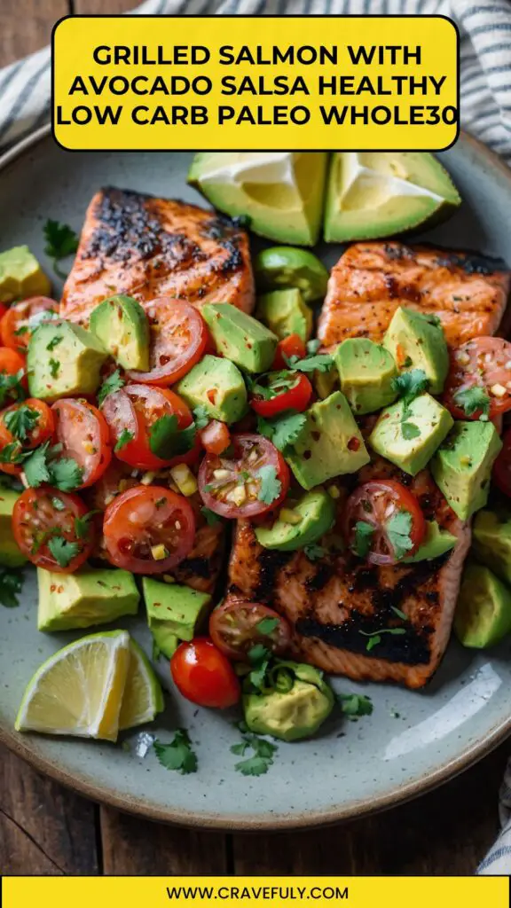 Grilled Salmon with Avocado Salsa Healthy Low Carb Paleo Whole30 Grilled Salmon with Avocado Salsa Healthy Low Carb Paleo Whole30