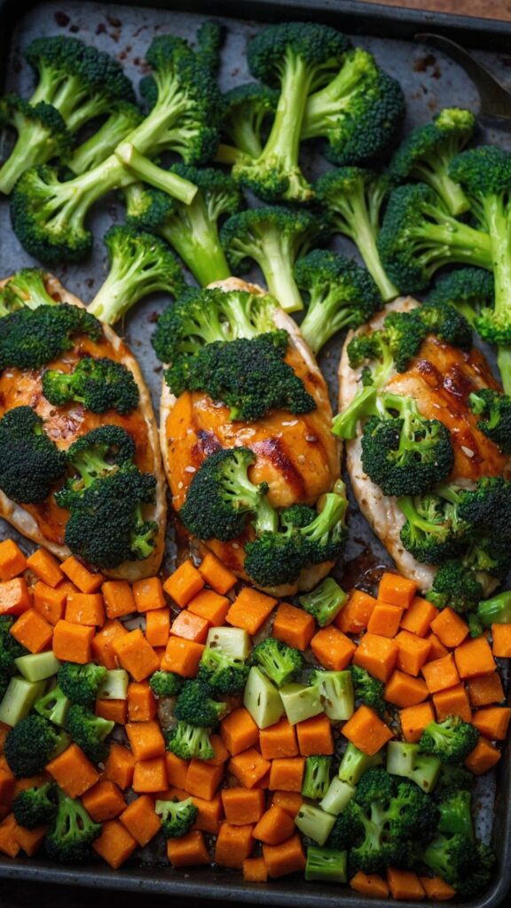how to make chicken broccoli sweet potatoes