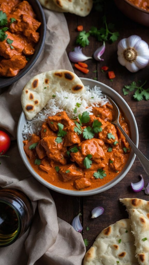 how to make easy chicken tikka masala with stove top garlic naan