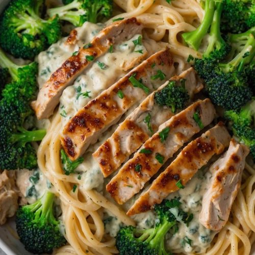 skinny chicken broccoli alfredo