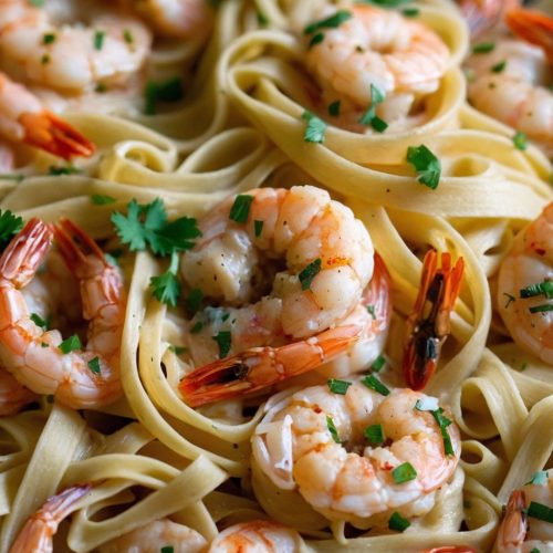 creamy garlic shrimp pasta