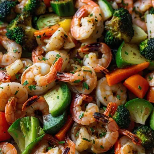 easy one pan roasted shrimp and veggies copycat recipe