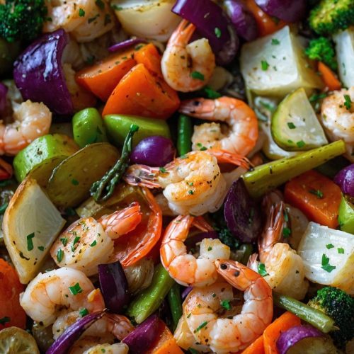 easy one pan roasted shrimp and veggies