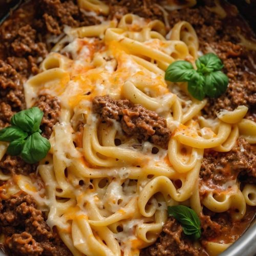 slow cooker ground beef and cheese pasta