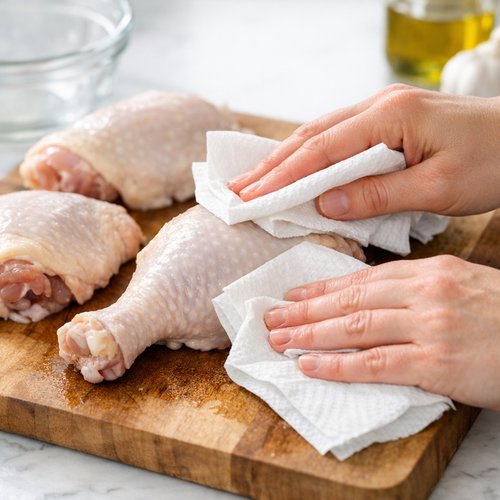 Step 1: Pat Your Chicken Completely Dry