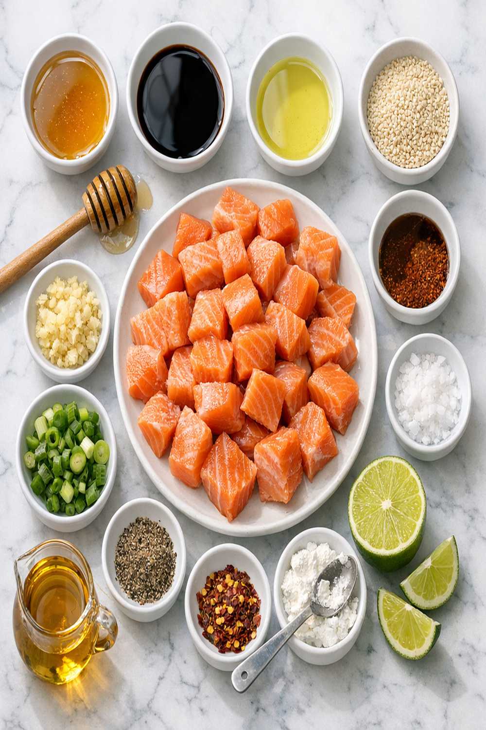 Air Fryer Honey Salmon Bites Recipe ingredients