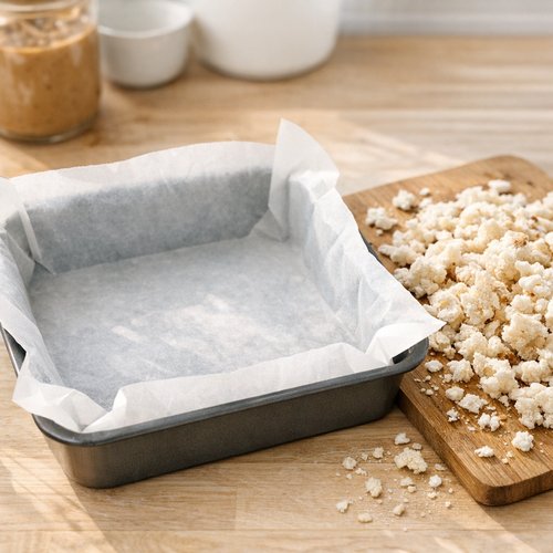 Step 1: Prep Your Pan and Crumble the Rice Cakes