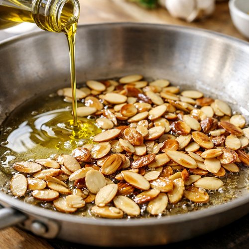 Step 3: Heat Your Oil and Toast the Almonds